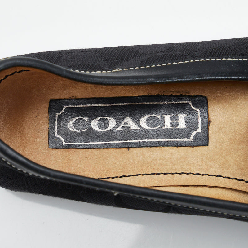 Coach Signature Bit Loafers Canvas Leather 7 1/2 B in Good Condition