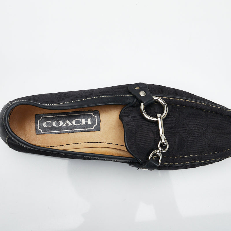 Coach Signature Bit Loafers Canvas Leather 7 1/2 B in Good Condition