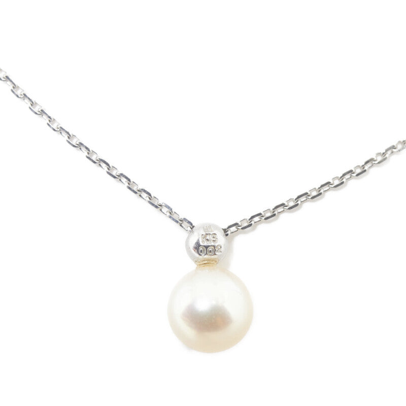 LuxUness  Women's Necklace, 7.5mm Pearl and 0.02ct Diamond in K18WG White Gold Metal Necklace in Good condition