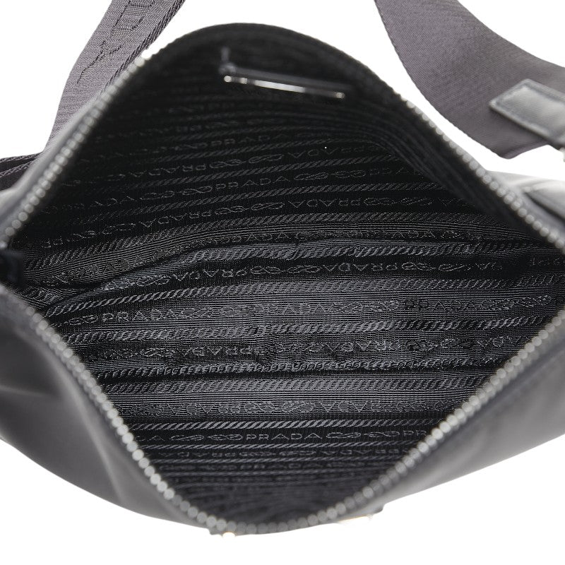 Prada Nylon Leather Triangle Logo Shoulder Bag