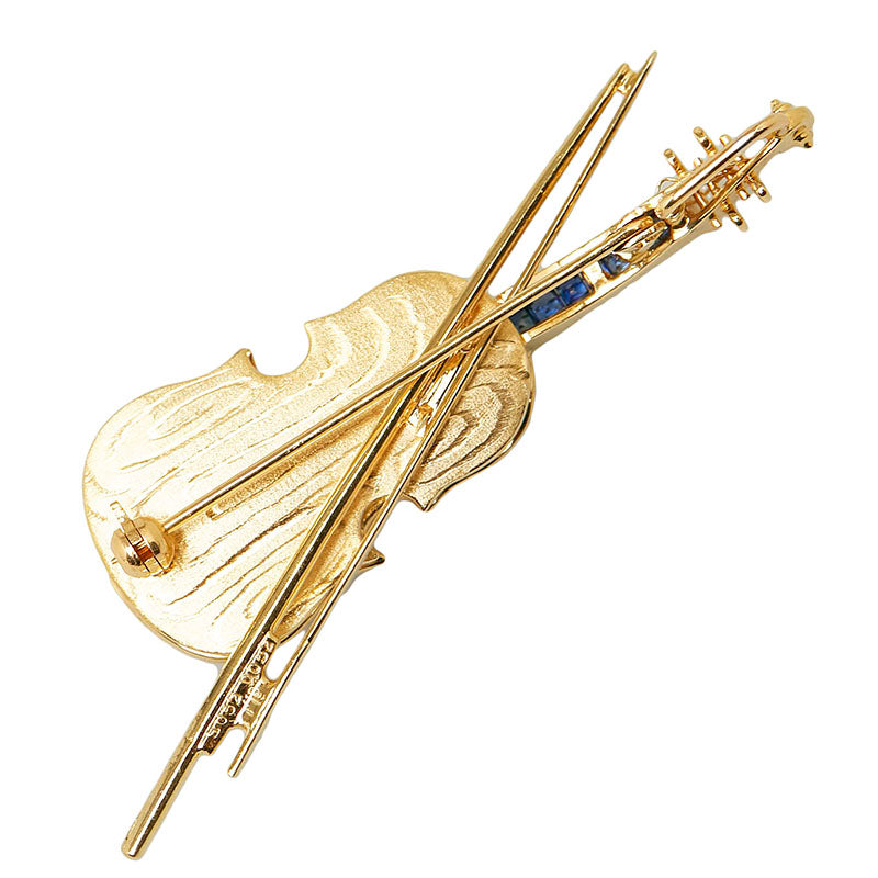 [LuxUness] 18k Gold Diamond Violin Brooch Metal Brooch in Excellent condition