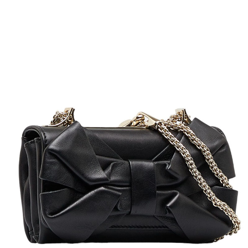 Leather Bow Chain Shoulder Bag