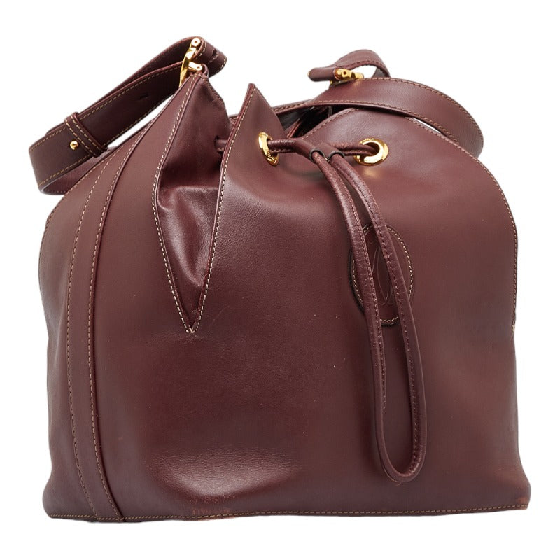 Must De Cartier Leather Drawstring Bag