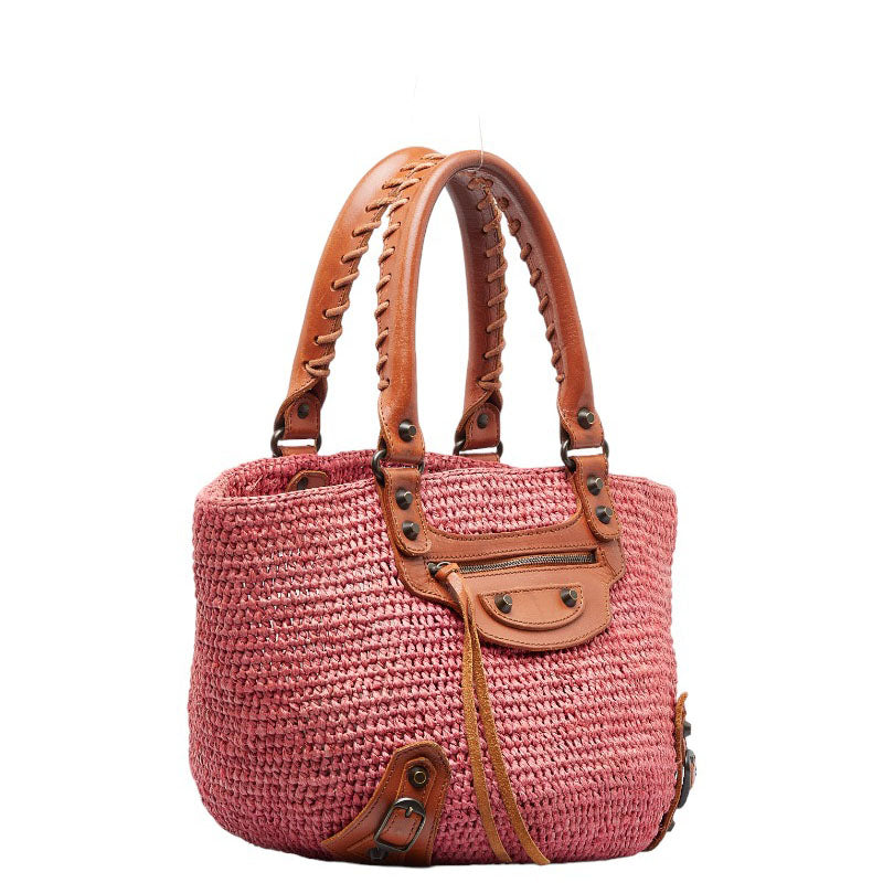 Balenciaga Raffia Basket Handbag Natural Material Handbag 236741 in Good condition