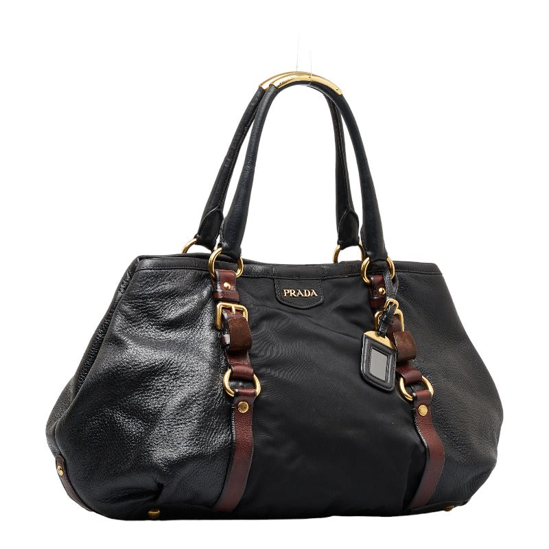 Prada Vitello Daino & Tessuto Handbag Leather Handbag in Good condition