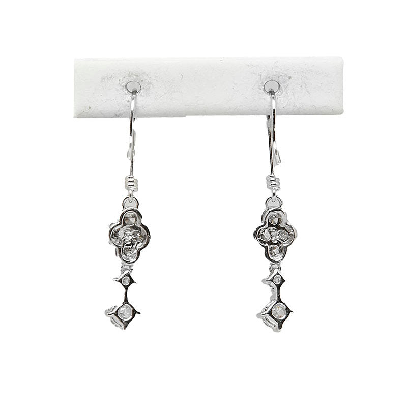 18k White Gold Diamond Flower Drop Earrings