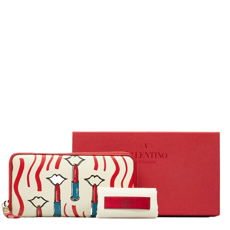 Valentino Leather Patterned Long Wallet