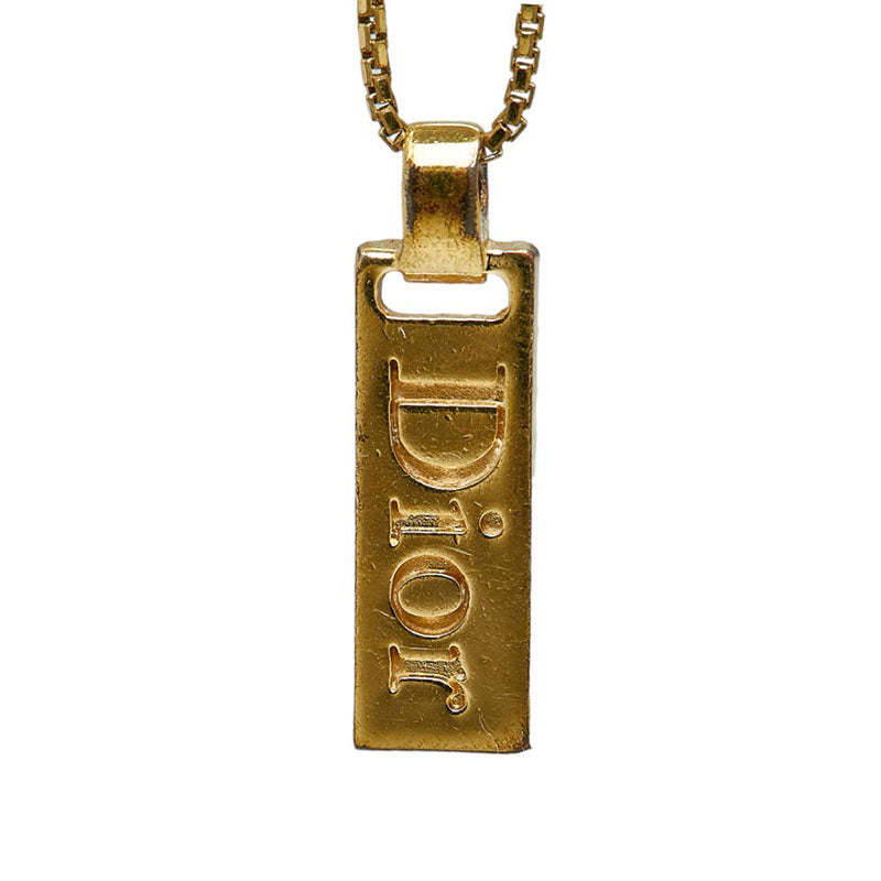 [LuxUness]  Dior Vintage Trotter Plate Necklace in Gold Plating for Ladies (Pre-owned) Metal Necklace in Good condition