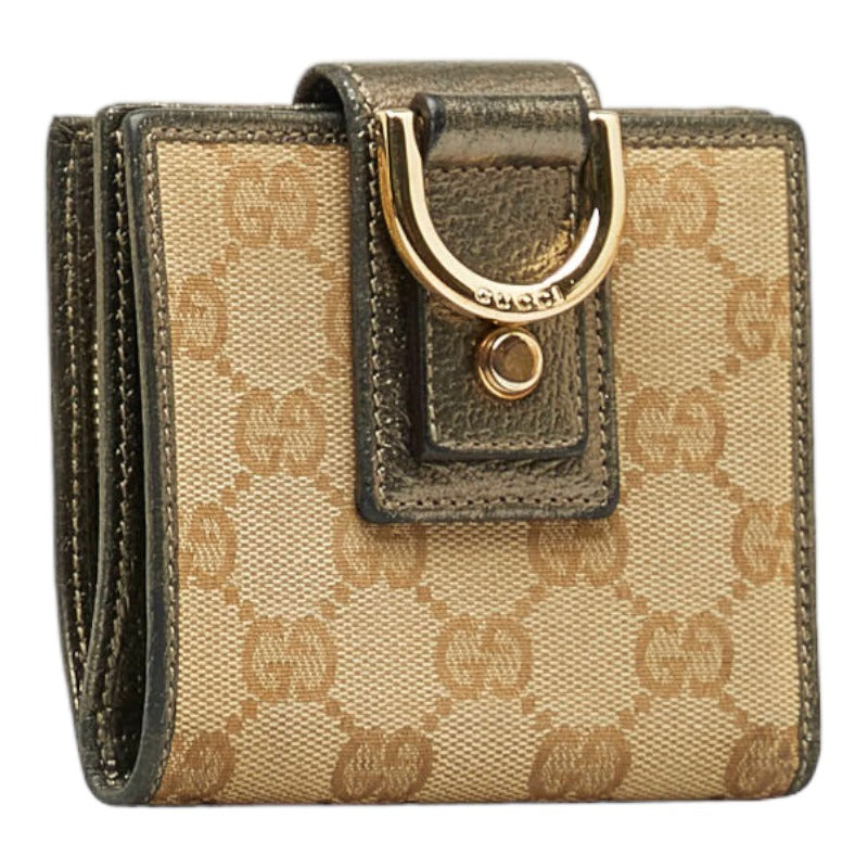 Gucci GG Canvas D-Ring Compact Wallet 154205 Brown Cloth ref.1000823 - Joli  Closet