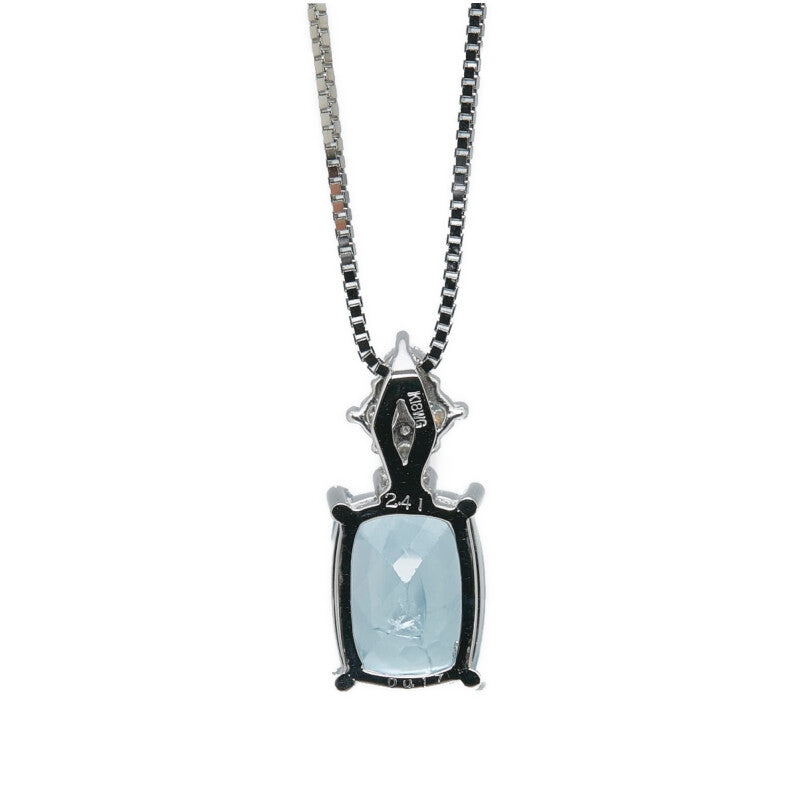 [LuxUness]  K18WG White Gold 2.41ct Apatite and 0.17ct Diamond Necklace for Women (Pre-Owned) Metal Necklace in