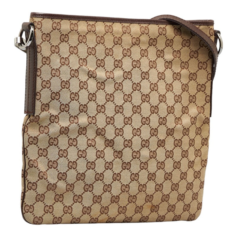 Gucci GG Canvas Flat Messenger Bag Canvas Crossbody Bag 113013 in Good condition