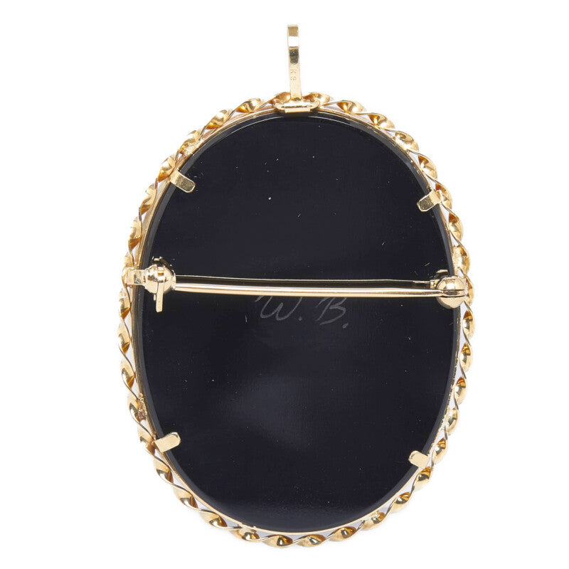 18k Gold Agate Cameo Brooch