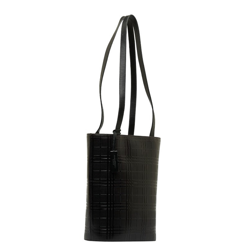 Check Embossed Leather Tote Bag