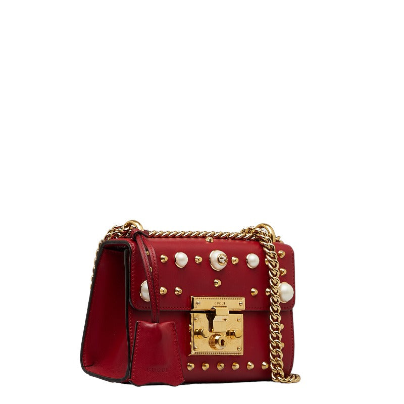 Gucci Studded Leather Small Padlock Shoulder Bag Leather Shoulder Bag 432182 in Good condition