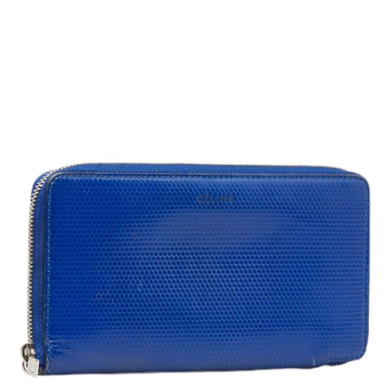 Celine Embossed Leather Zip Around Wallet Leather Long Wallet in Good condition
