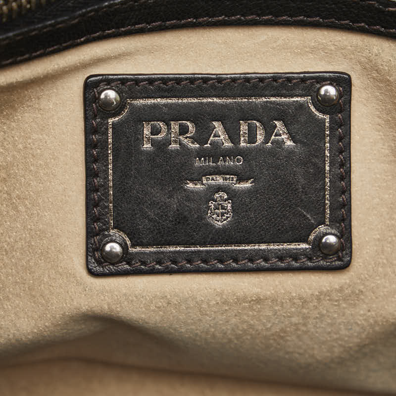 Prada Camouflage Studded Handbag Leather Nylon