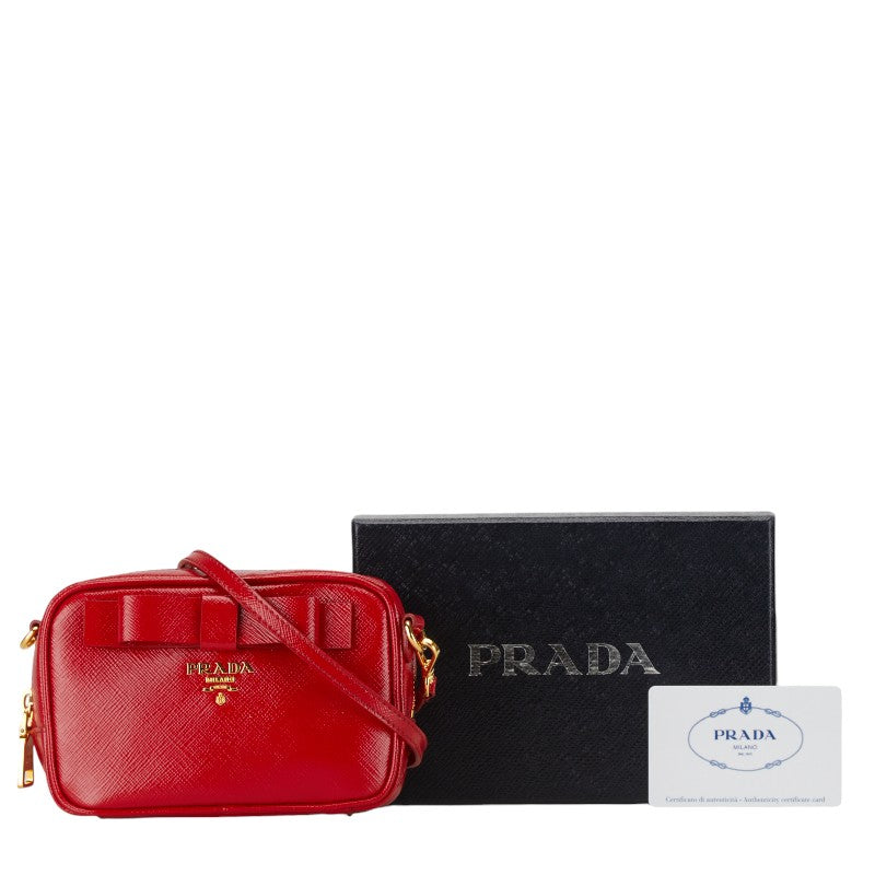 Prada Red Saffiano Leather Mini Crossbody Bag