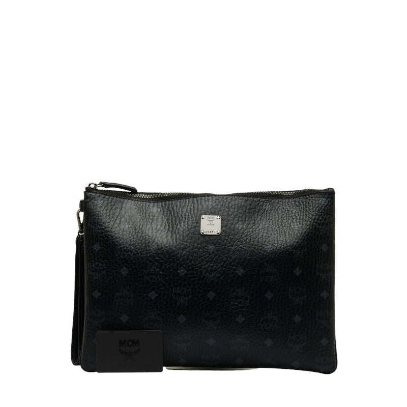 MCM Visetos Logo Leather Clutch Bag