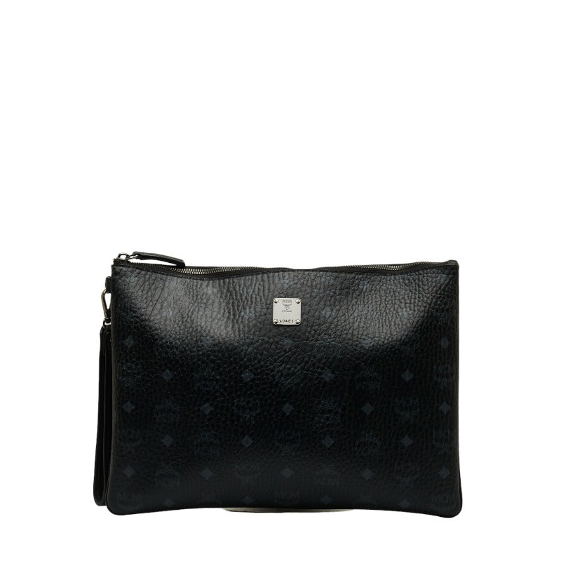 MCM Visetos Logo Leather Clutch Bag