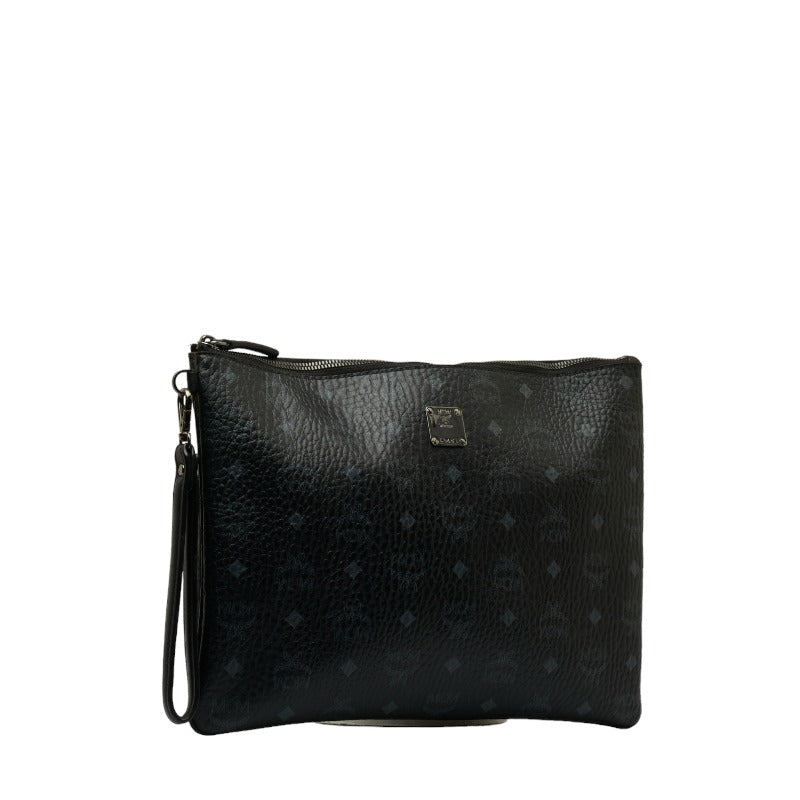 MCM Visetos Logo Leather Clutch Bag