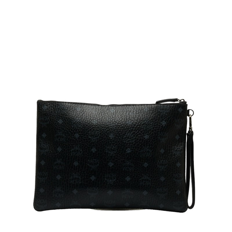 MCM Visetos Logo Leather Clutch Bag