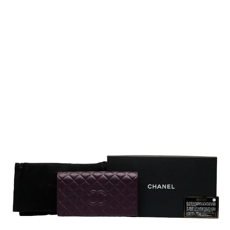 Chanel CC Quilted Caviar Flap Wallet Leather Long Wallet in Great Condition