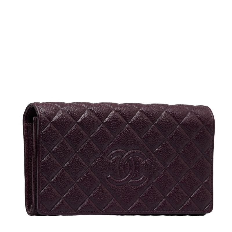 CC Quilted Caviar Flap Wallet