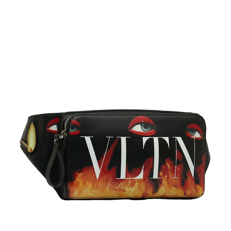 Valentino Emilio Villalba Collaboration Fire Flame Lip Pattern Leather Waist Bag in Very Good Condition