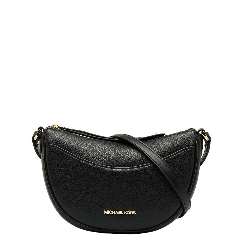 Michael Kors Dover Small Half-Moon Leather Shoulder Bag Black