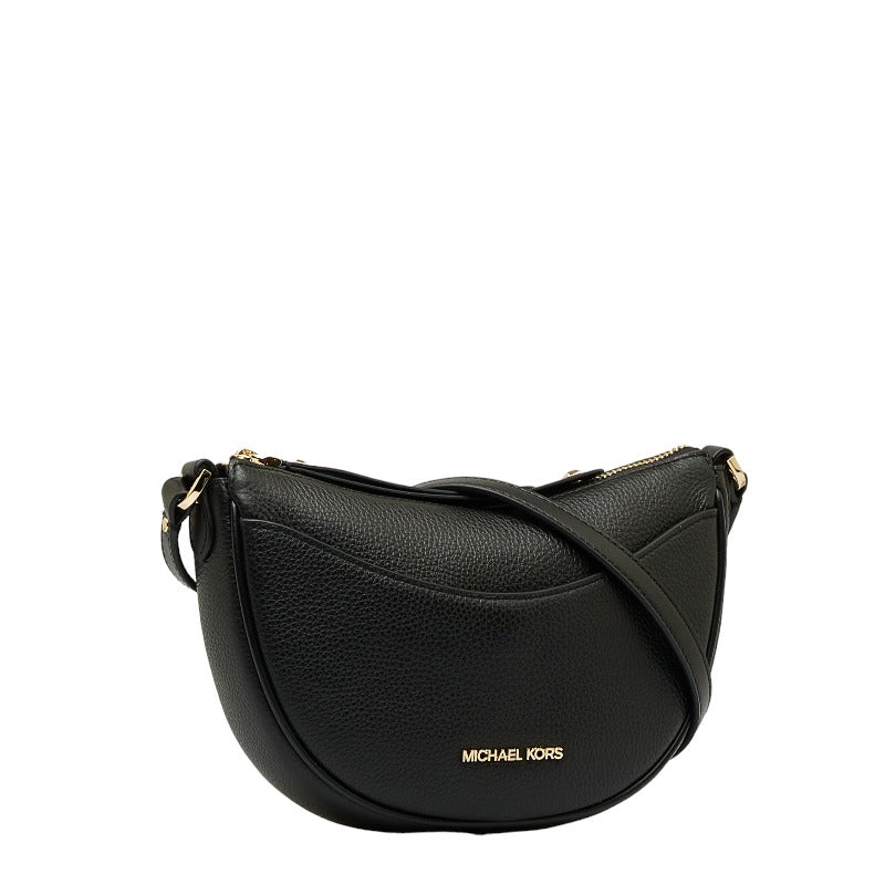 Michael Kors Dover Small Half-Moon Leather Shoulder Bag Black