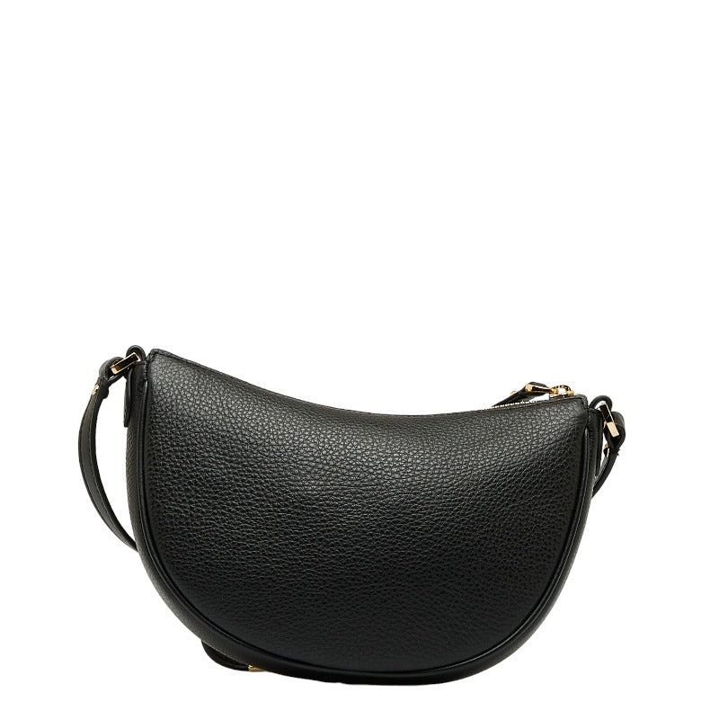 Michael Kors Dover Small Half-Moon Leather Shoulder Bag Black