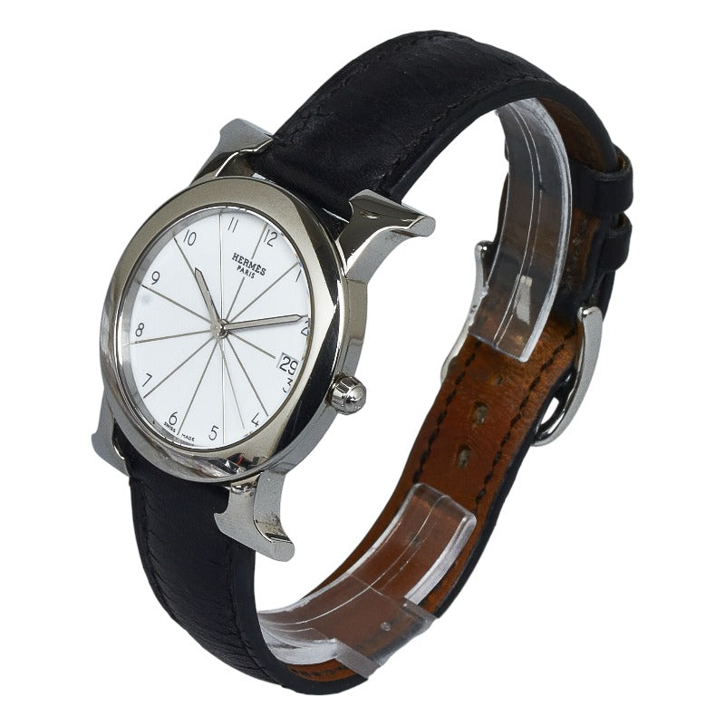 Hermes H Watch Round Quartz HR1.510 Stainless Steel Leather