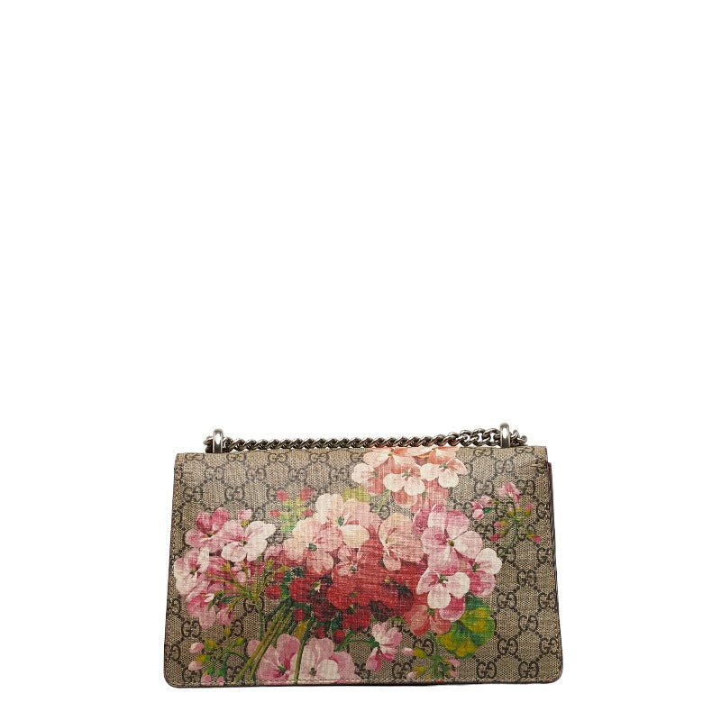 Gucci GG Blooms Dionysus Chain Shoulder Bag 400249 Beige Wine Red PVC Suede in Very Good Condition