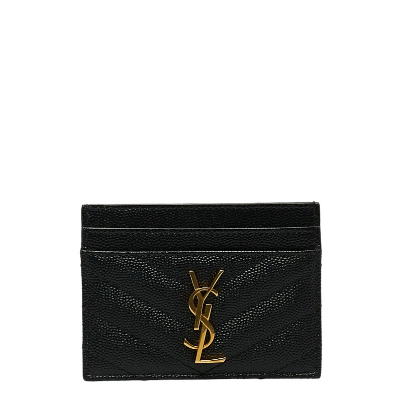 Yves Saint Laurent Logo Caviar Card Case  Leather Card Case 423291 in Excellent condition
