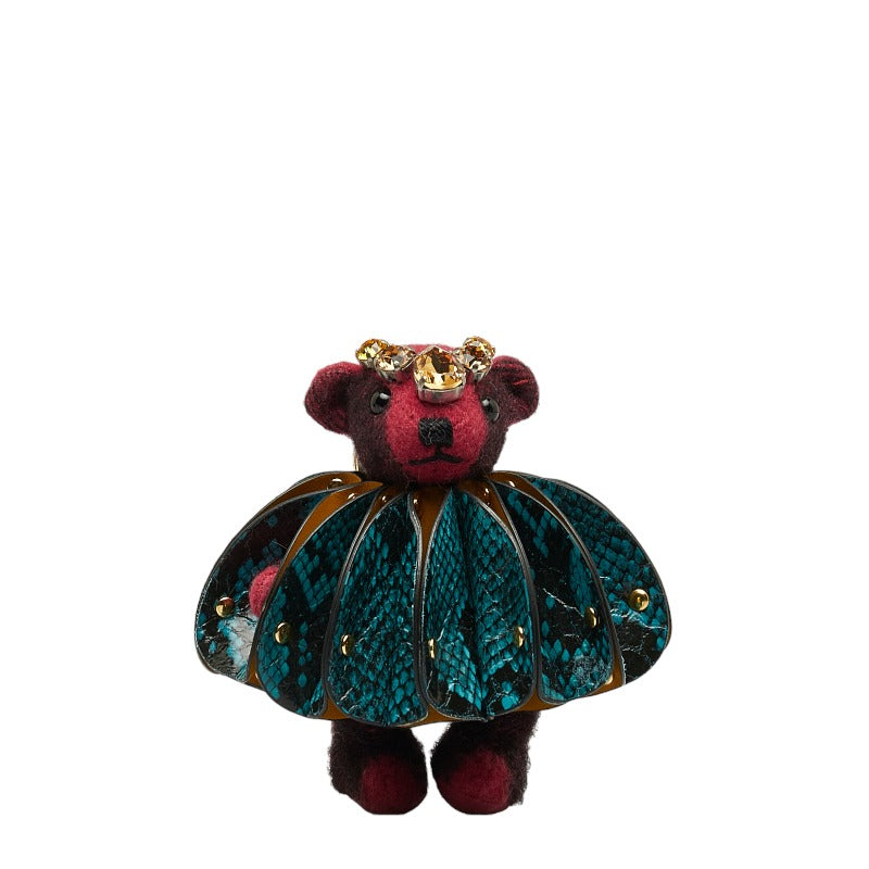 Cashmere & Leather Teddy Bear Keychain
