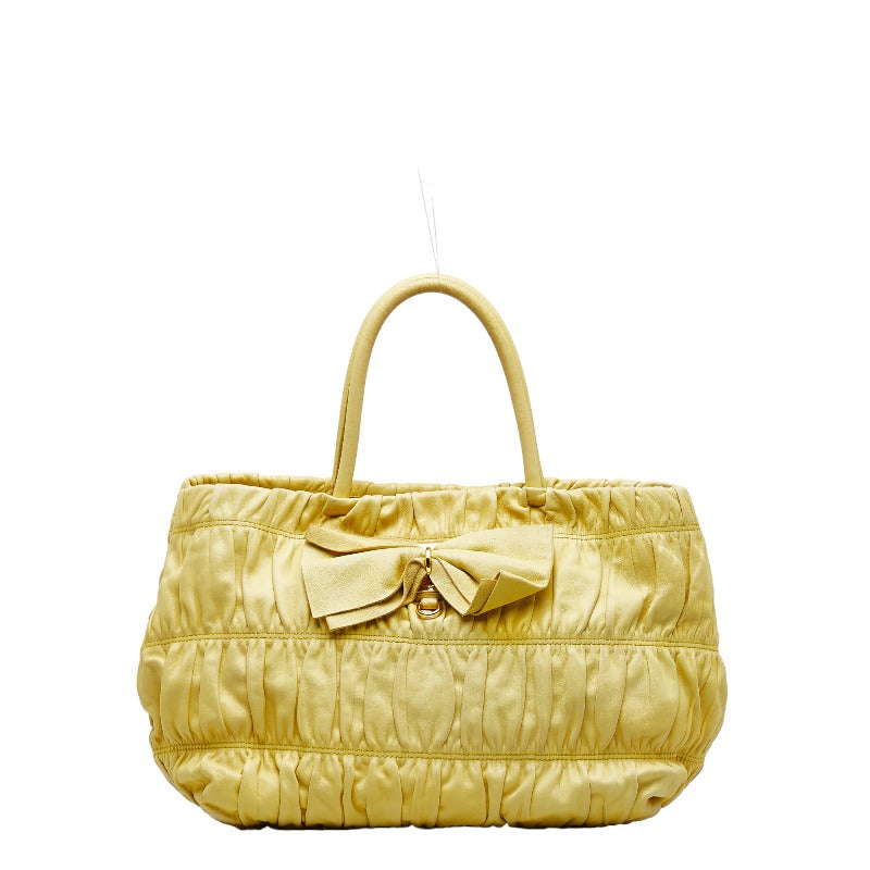 Prada Nappa Gaufre Bow Handbag Leather Shoulder Bag in Good condition