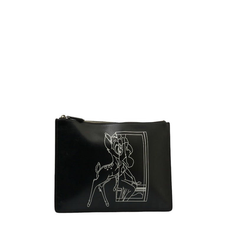 Givenchy Leather Bambi Stencil Print Clutch Leather Clutch Bag in Good condition
