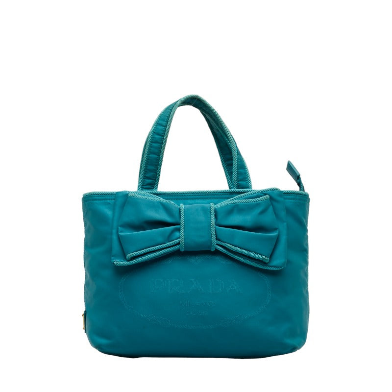 Prada Tessuto Bow Handbag Canvas Handbag 1BA084 in Good condition