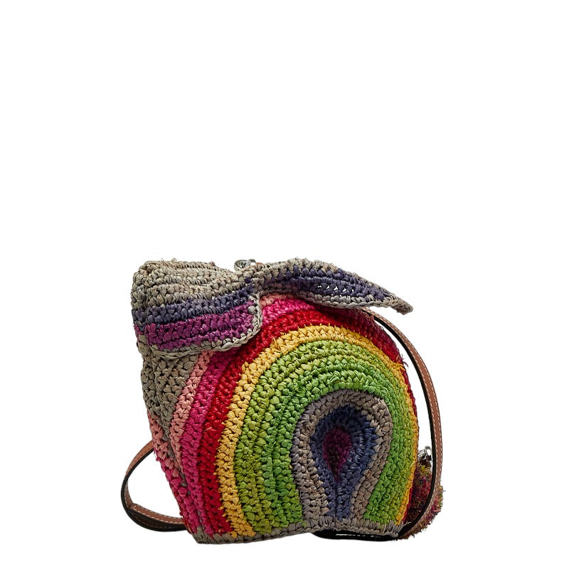 Raffia Rainbow Bunny Crossbody Bag