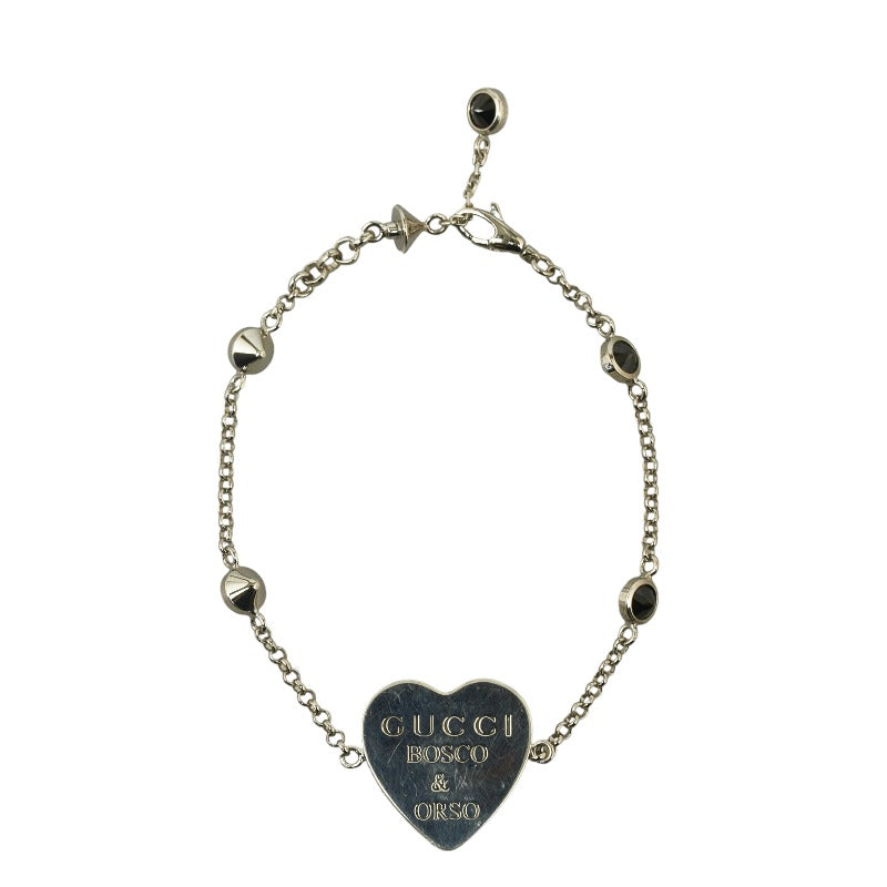 Gucci SV925 Silver Heart Year of the Dog Bosco & Orso Bracelet in Very Good Condition