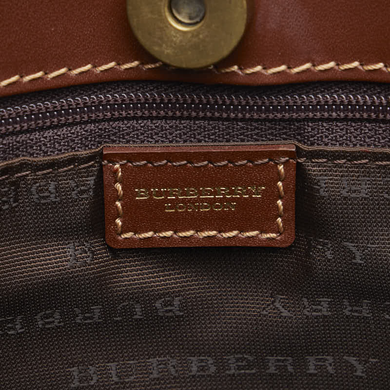 Burberry Nova Check Shadow Horse PVC Leather Handbag Beige Brown in Very Good Condition