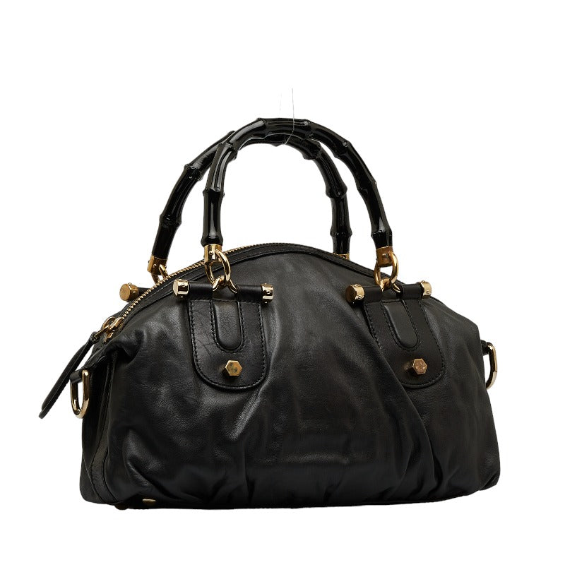 Gucci Leather Pop Bamboo Handbag Leather Handbag 189869 in Good condition