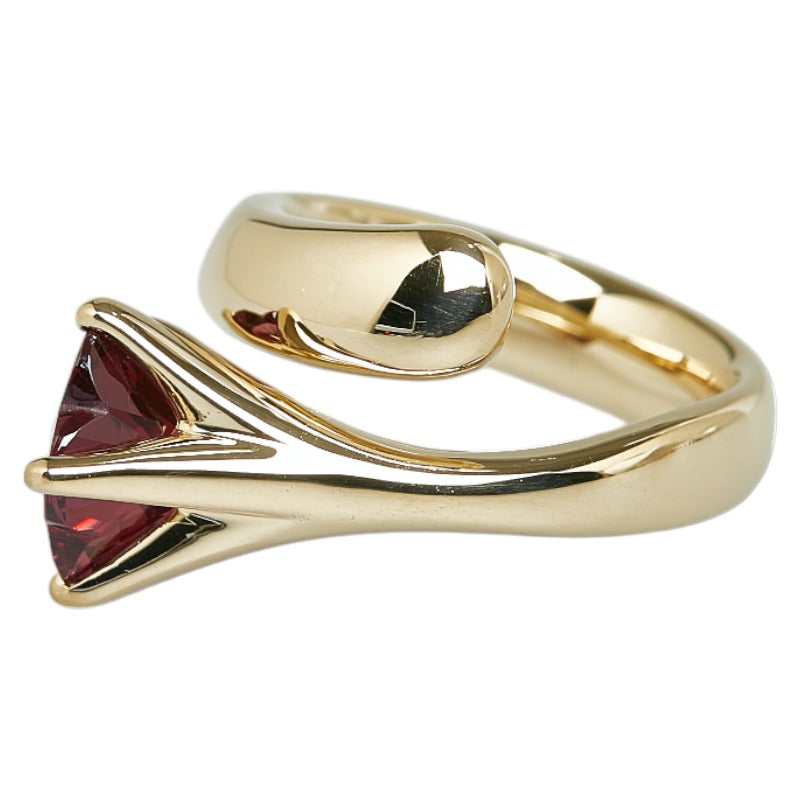[LuxUness]  K18YG Yellow Gold, 3.97ct Garnet Flower Ring for Women, Size 10.5 (Pre-owned) Metal Ring in