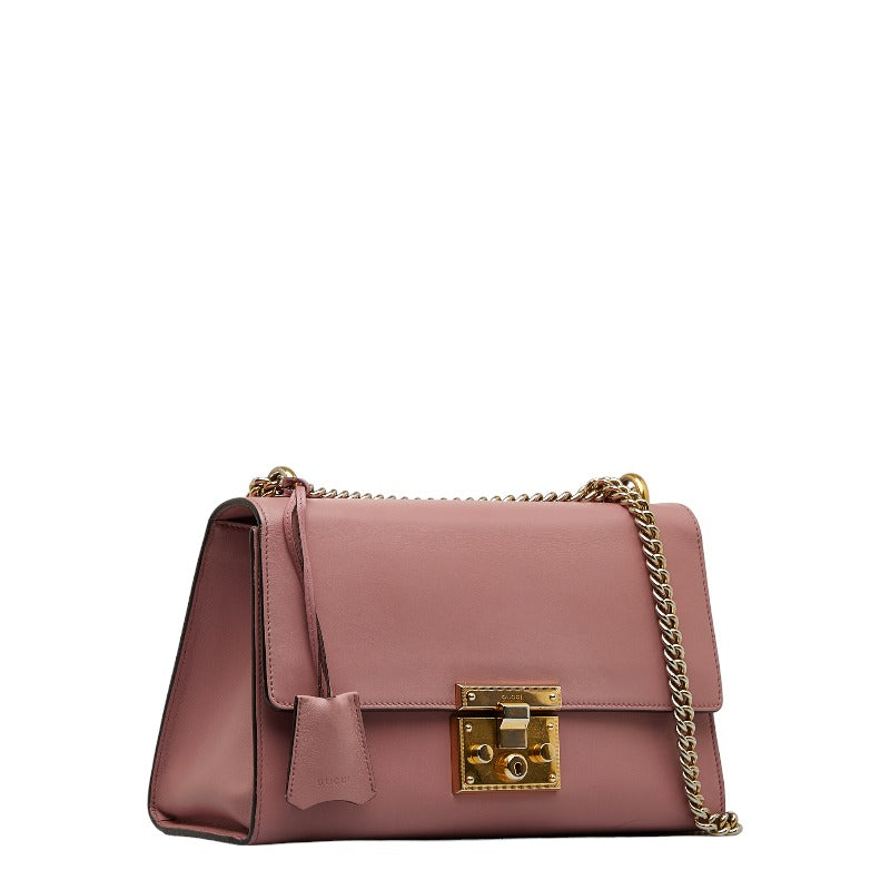 Gucci Padlock Chain Shoulder Bag Pink Leather