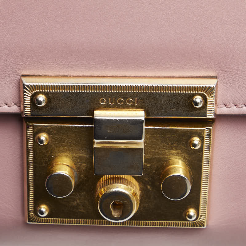 Gucci Padlock Chain Shoulder Bag Pink Leather