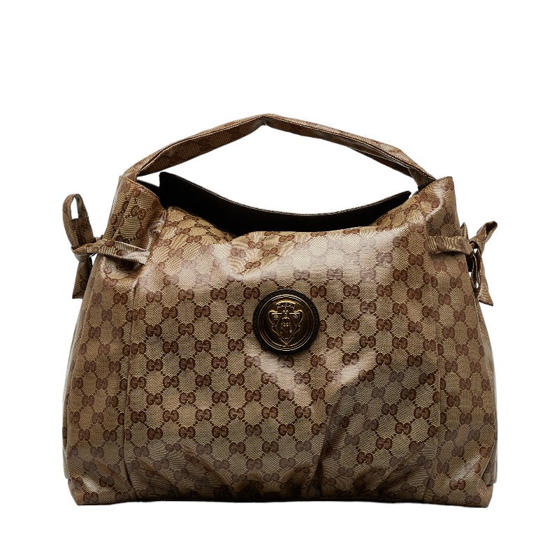 Gucci Hysteria Crest Handbag Beige Brown PVC in Good Condition