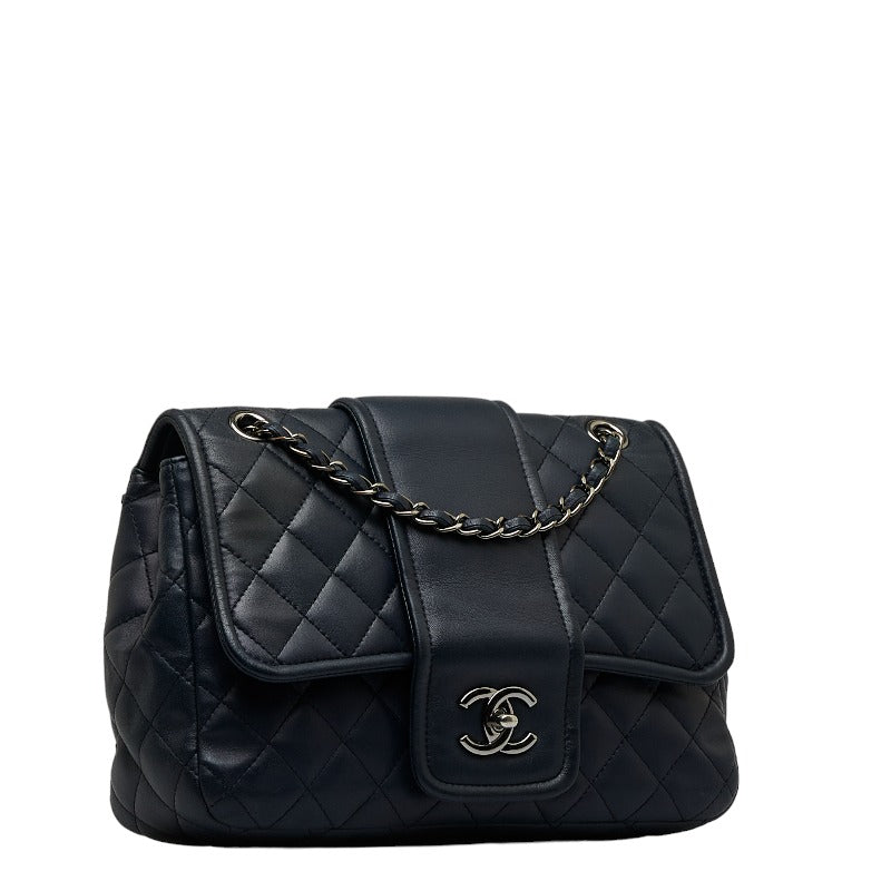 Chanel Leather Matelasse Chain Shoulder Bag Navy in Very Good Condition