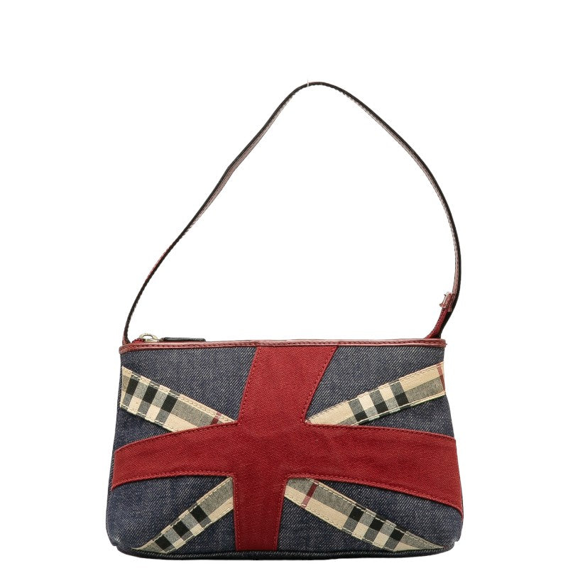 Burberry Check Denim Pouch Handbag