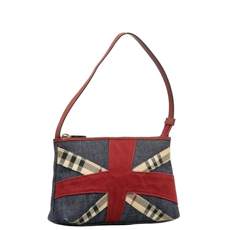 Burberry Check Denim Pouch Handbag