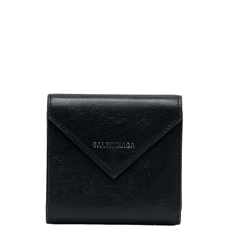 Balenciaga Leather Paper Wallet Black